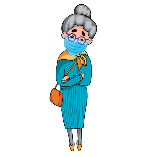 戴防护面具的老妇人人们处于危险之中。关心所爱的人。图片下载