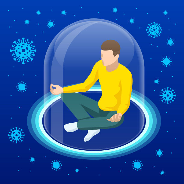 等距冠状病毒自我隔离概念。在家的隔离期自我隔离待在家里自我隔离居家隔离。图片下载