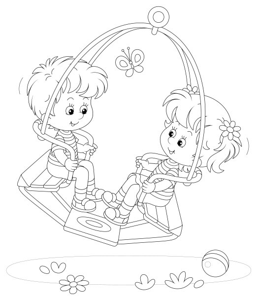 小孩子在操场上荡秋千图片下载