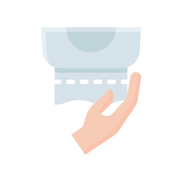 洗手或卫生相关的卫生纸与盒子和手矢量在平面风格，图片下载