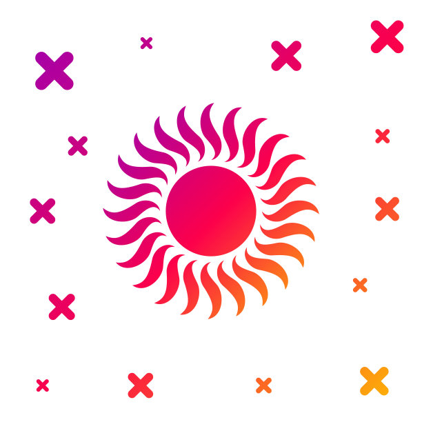 彩色太阳图标孤立在白色背景。梯度随机动态形状。矢量图图片下载