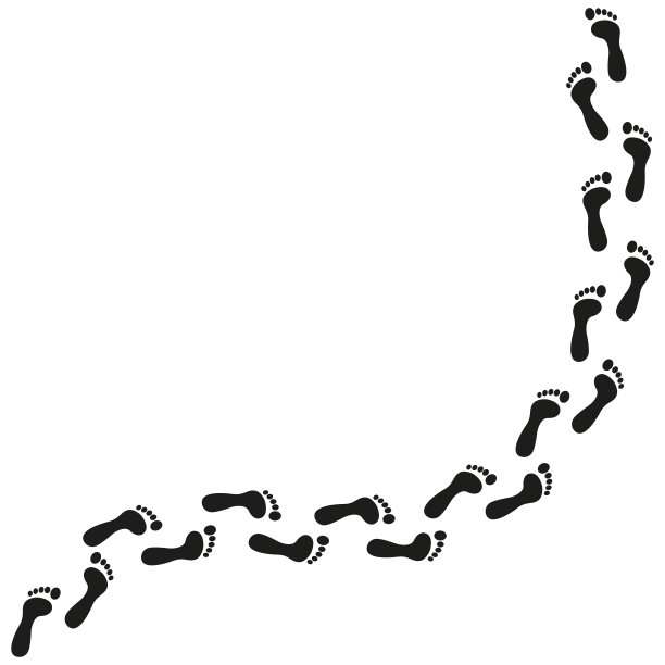 光脚脚印孤立在白色背景上。人类的步骤。脚印。向量图片下载