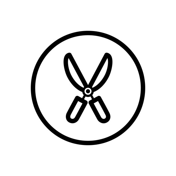 园艺剪。轮廓图标在一个圆圈。工具矢量图图片下载