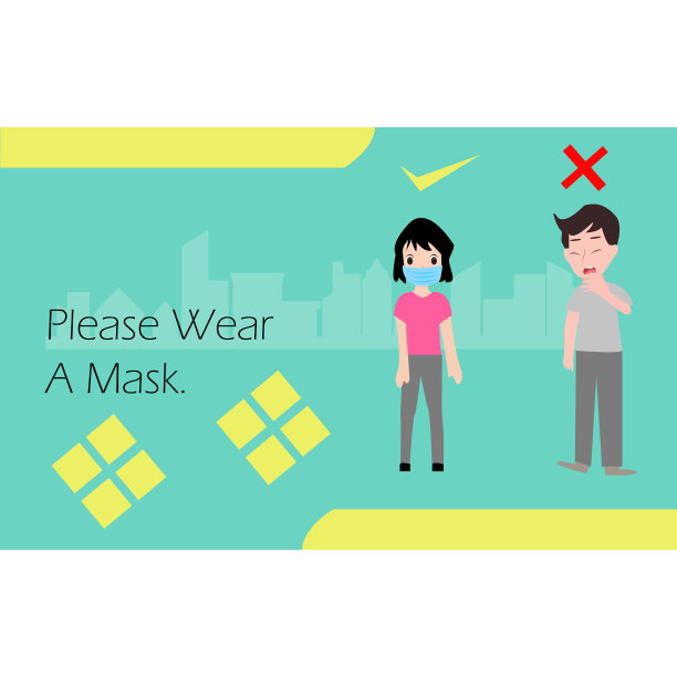 呼吁海报使用口罩防止病毒传播。使用遮罩的矢量图。符号图标。卫生、设备。平面设计。图片下载