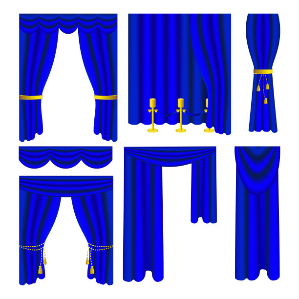 孤立的蓝色矢量窗帘图片下载