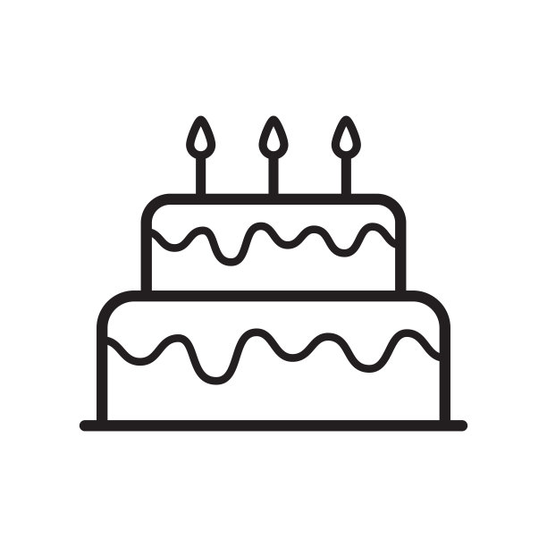 矢量的生日蛋糕图标在时尚的平面设计图片下载