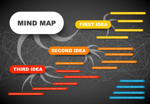 矢量抽象思维导图信息图模板图片下载