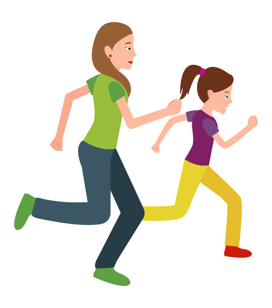 母亲和女儿一起慢跑向量图片下载