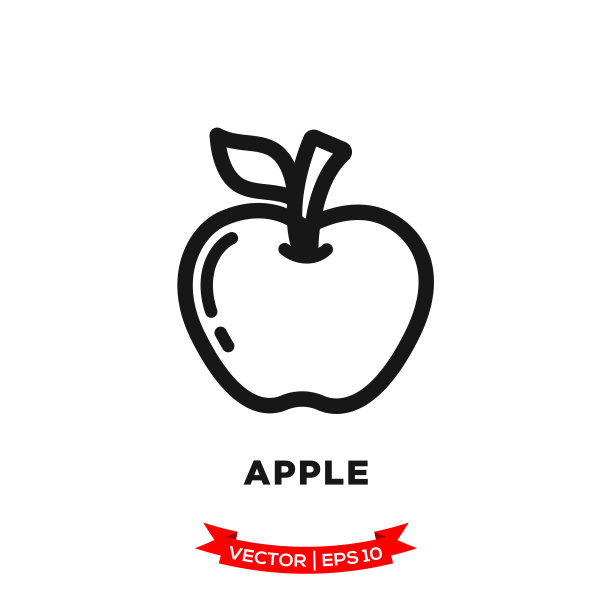 矢量苹果图标在时尚的平面风格图片下载