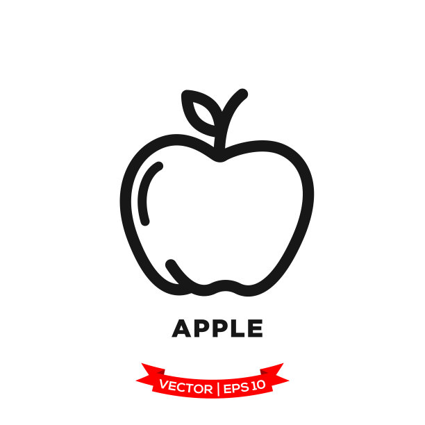 矢量苹果图标在时尚的平面风格图片下载