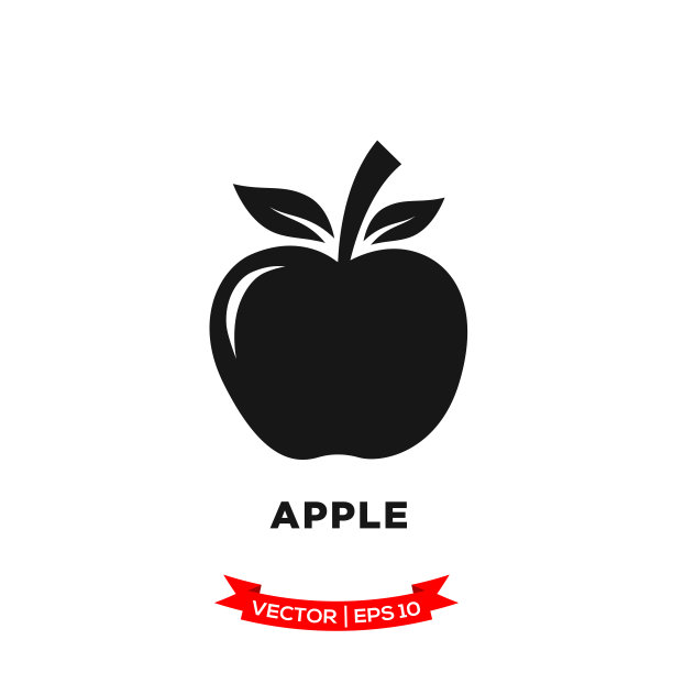 矢量苹果图标在时尚的平面风格图片下载