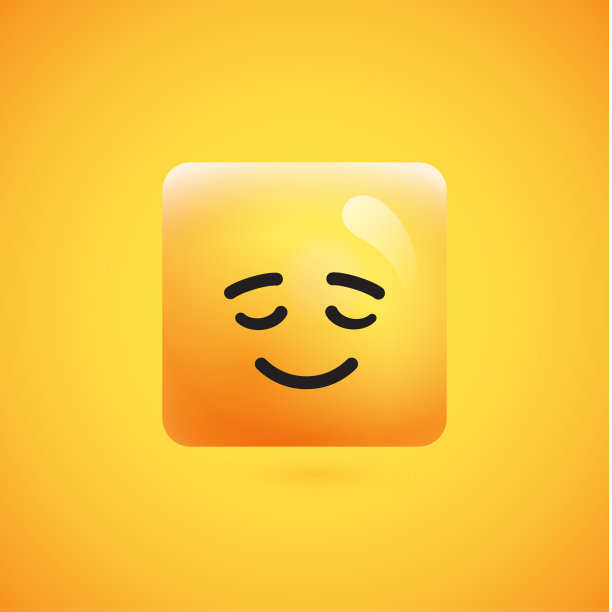 高详细的方形黄色表情在黄色背景，矢量插图图片下载