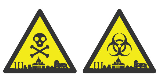 罗马危险紧急生物危害标志和地平线图片下载
