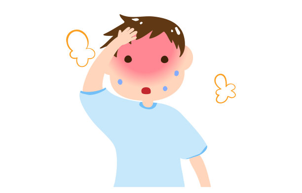 一个可能引起中暑的男孩的插图图片下载