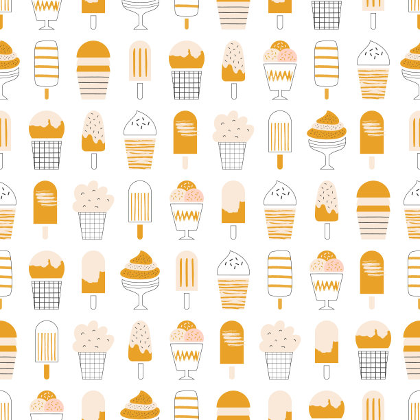 无缝复古图案与冰淇淋。可爱的婴儿纺织品设计。矢量插图。图片下载