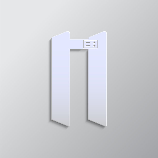 机场，警察，银行保安金属探测器图标纸风格。灰色的颜色vecto图片下载