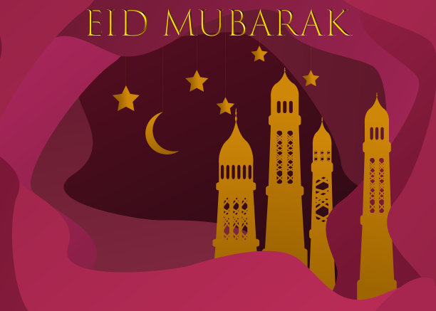 矢量斋月卡里姆卡。带有清真寺、月亮、星星、太阳和云彩的复古纸横幅，用于神圣的斋月许愿。东方风格的阿拉伯装饰。伊斯兰穆斯林背景。图片下载