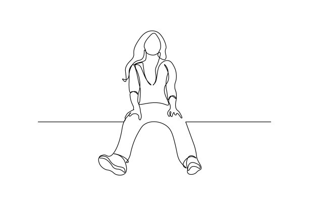 坐在女孩的正面视图图片下载