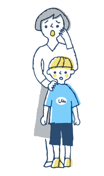 母亲和男孩脸上都带着不安的表情图片下载