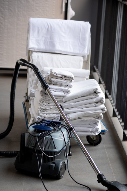 酒店的清洁车和清洁设备图片下载