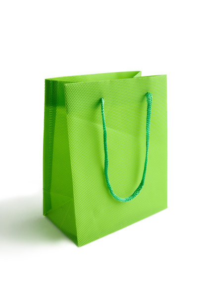 浅绿色袋子模型的设计孤立在白色的背景。空间的文本。销售的概念。图片下载