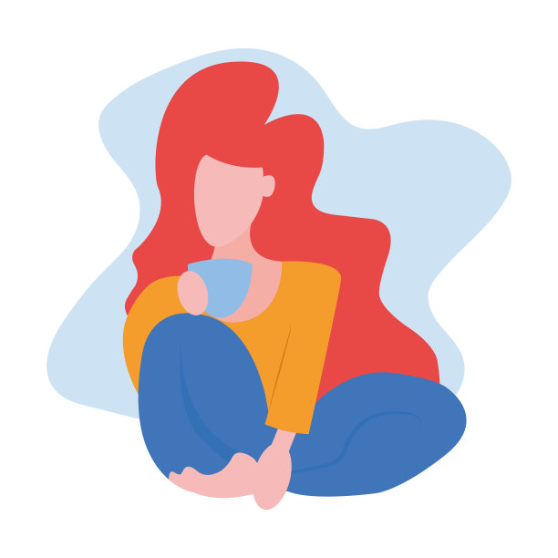 喝茶或咖啡的年轻女子图片下载