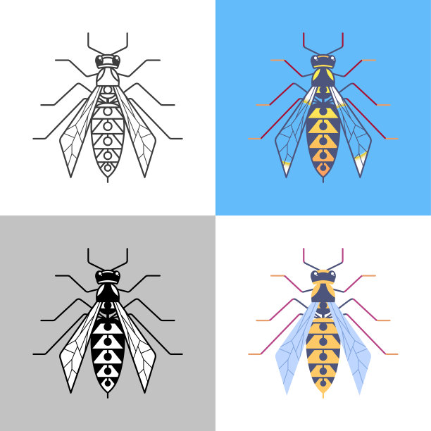 黄蜂轮廓图标集。大黄蜂符号为标志图片下载
