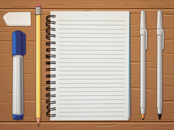 各种物体的插图在一个木制的桌子上图片下载