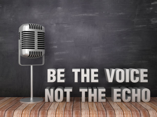 麦克风与是声音而不是回声短语- 3D渲染图片下载