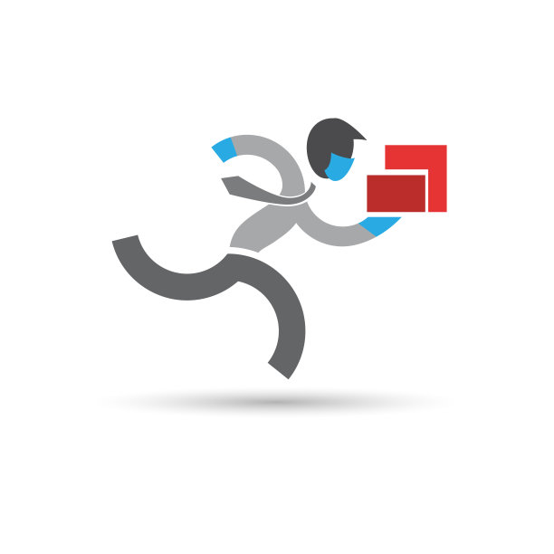 网上销售和送货上门。矢量，快跑，送个礼物。包裹递送，服务快捷。图片下载