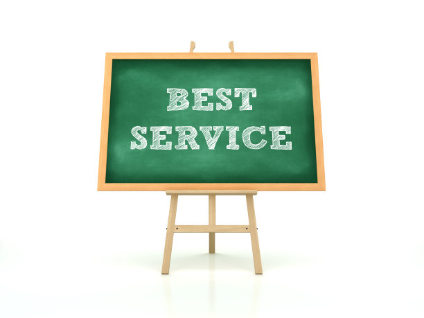 画架与最佳服务短语在黑板框架- 3D渲染图片下载