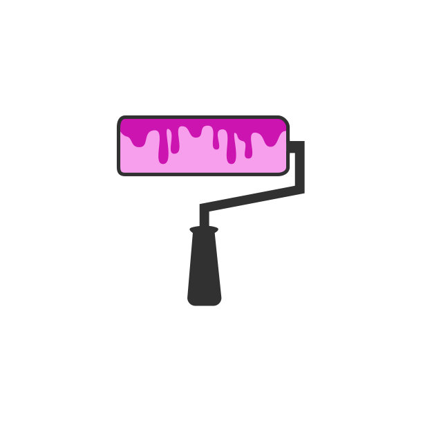 油漆滚筒图标，油漆符号标志。股票矢量插图孤立的白色背景。图片下载