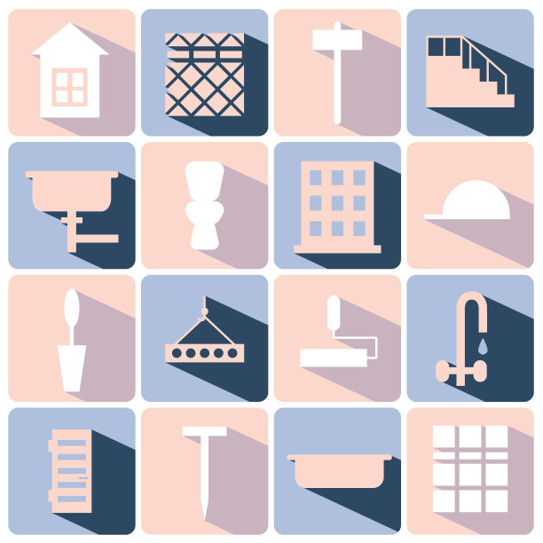 建筑和房屋图标设置阴影图片下载