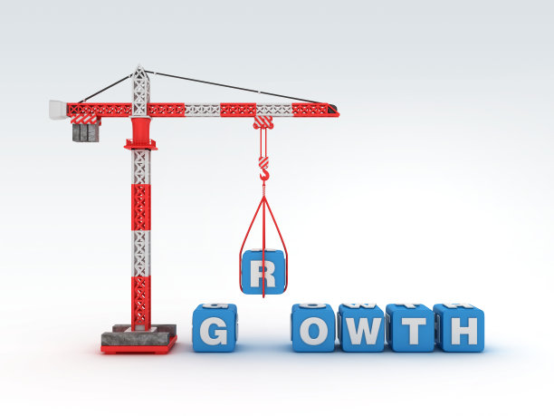 塔式起重机与生长字- 3D渲染图片下载