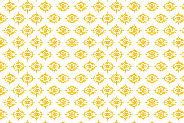 装饰金色锦缎无缝模式向量与白色背景。素材图片