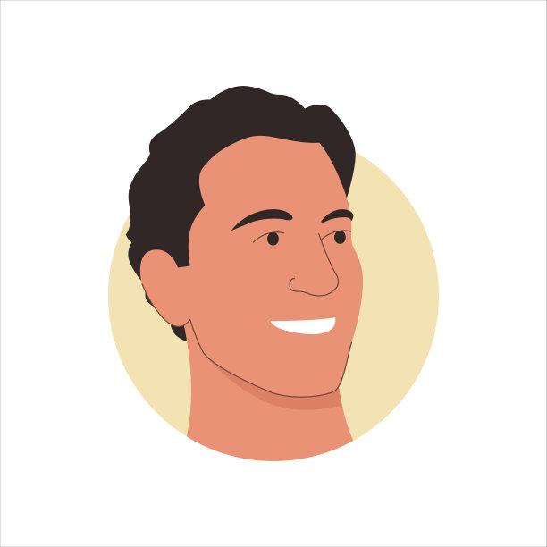 矢量插图的一个快乐的微笑有吸引力的年轻人的肖像。它代表着美丽、快乐和幸福的概念。也可以作为化身，图标或徽章使用图片下载