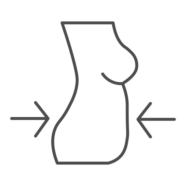 苗条女人细线的图标。女性身体瘦身插图孤立在白色。减肥身体与箭头概念轮廓风格设计，设计为web和应用程序。Eps 10。图片下载