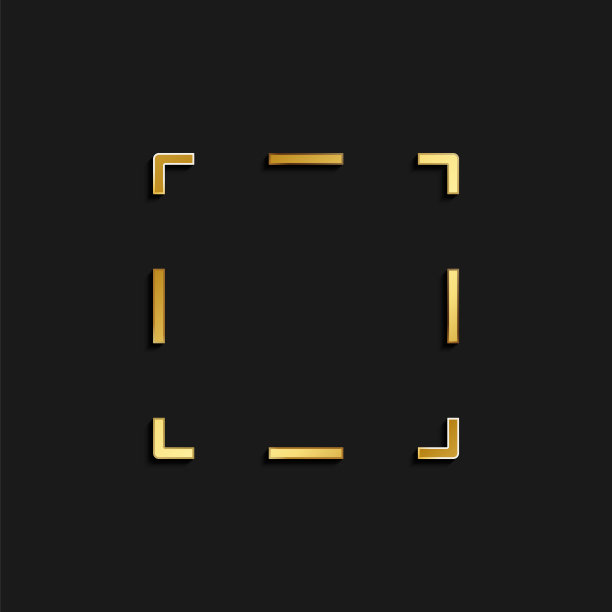 框，切割，虚线金色图标。矢量插图的黄金图标图片下载