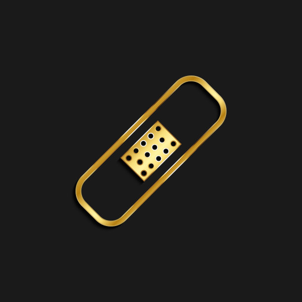 援助，绷带黄金图标。矢量插图的黄金图标图片下载