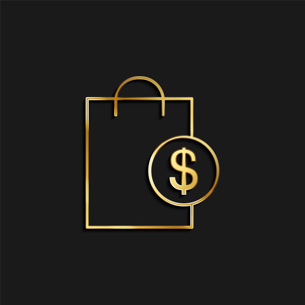 购物、纸、包的黄金图标。矢量插图的黄金图标图片下载
