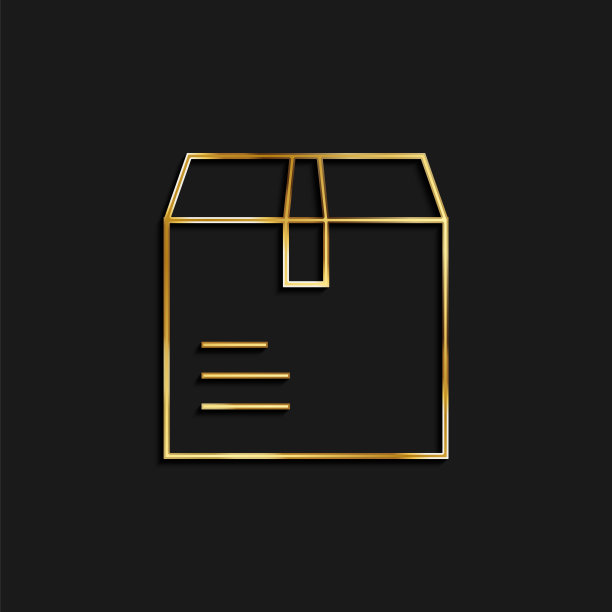 纸张、包装盒、产品的黄金图标。矢量插图的黄金图标图片下载