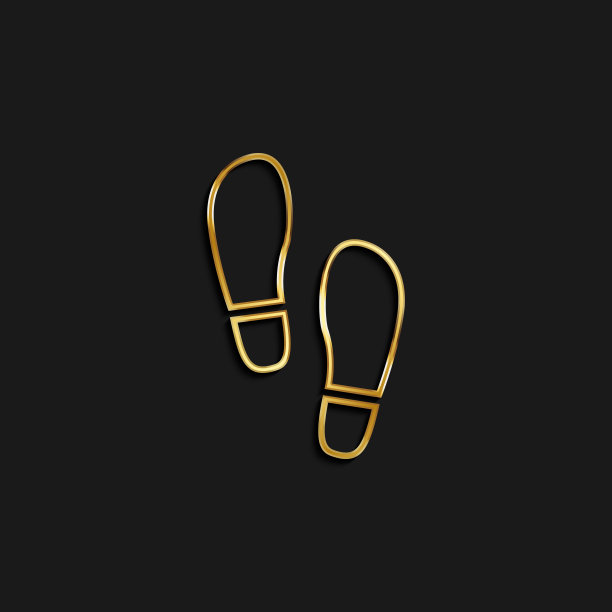 踏，脚上金图标。矢量插图的黄金图标图片下载