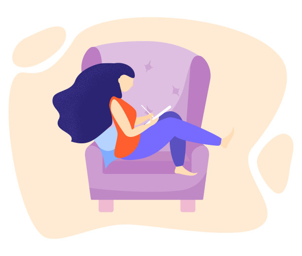 象征女人在家里做自己的事情概念。Hygge生活方式的平面组成与室内视野的客厅图片下载