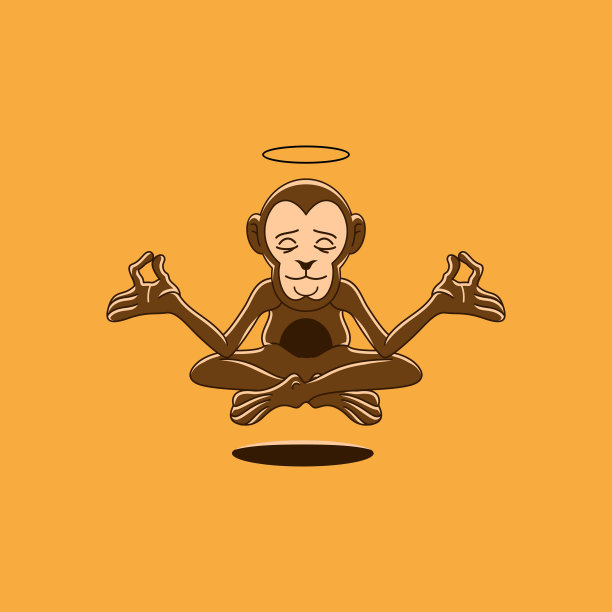 有趣的猴子瑜伽漫画插图图片下载