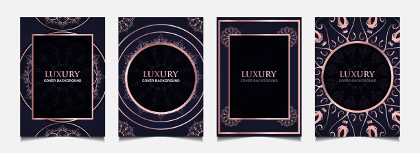 设置豪华豪华封面布局设计模板与蓝色海军和玫瑰金色。抽象向量a4图形图片下载