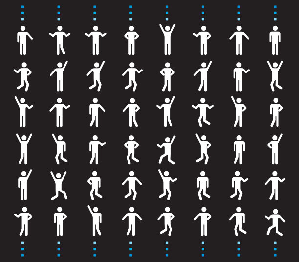 一组人的图标在黑色和白色。图片下载