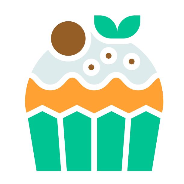 纸杯蛋糕或松饼，烤好的矢量图标图片下载
