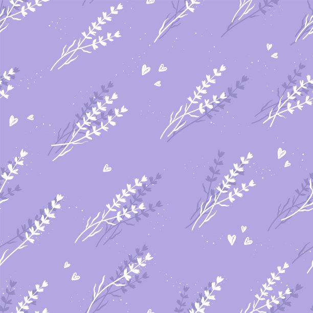 可爱的手绘薰衣草无缝图案，花卉背景涂鸦花，夏季和春季纺织品，横幅，壁纸，包装矢量设计图片下载