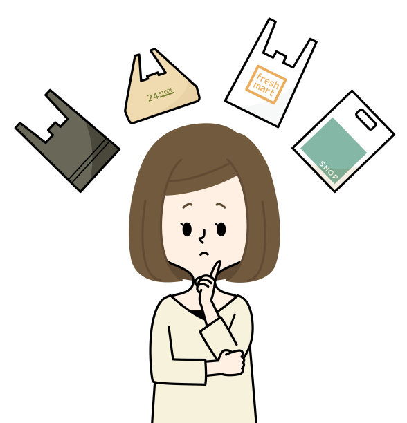 女人想塑料购物袋图片下载