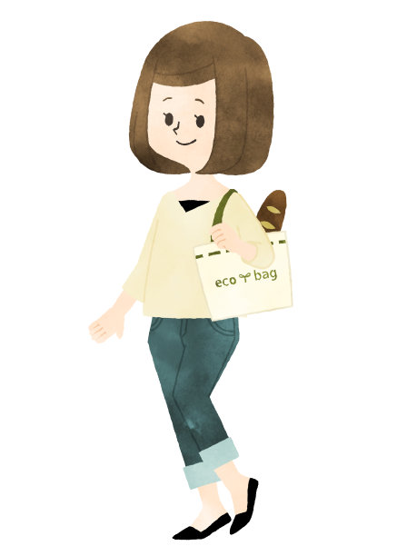 一个女人用环保袋购物图片下载